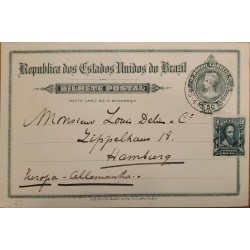 A) 1918, BRAZIL, POSTAL STATIONARY, FROM PERNAMBUCO TO HAMBURG-GERMANY, AMERICAN BANK NOTE, ALVARES CABRAL STAMP