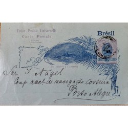 A) 1898, BRAZIL, POSTAL STATIONARY, FROM SAO PAULO TO PORTO ALEGRE, SUGAR BREAD STAMP