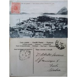 A) 1913, BRAZIL, POSTAL STATIONARY, FROM RIO DE JANEIRO TO LODI-ITALIA, WITH POSTCARD PHOTO OF ENTRY TO FORTALEZA DE SAO JOAO