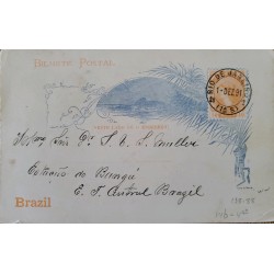 A) 1891, BRAZIL, POSTAL STATIONARY, FROM RIO DE JANEIRO TO CENTRAL, LIBERTY STAMP