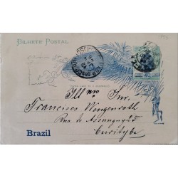 A) 1906, BRAZIL, POSTAL STATIONARY, FROM RIO DE JANEIRO TO CURITIBA, BREAD OF SUGAR STAMP
