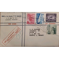L) 1942 ECUADOR, AIRPLANE, LAGOON OF SAN PABLO, BLUE, POST HOUSE, RIO PITAL, PROVINCE EL ORO, PANAGRA, AIRMAIL, CIRCULATED COVER