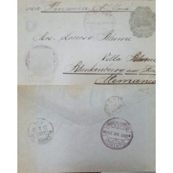 J) 1892 NICARAGUA, POSTAL STATIONARY, 10 CENTS GRAY, CIRCULATED COVER, FROM NICARAGUA TO GERMANY, VIA PANAMA