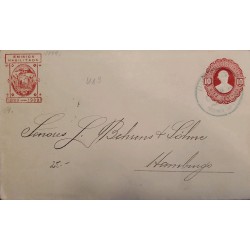 L) 1900 ECUADOR, 10C, RED, COAT OF ARMS, EMISSION ENABLED, CIRCULATED COVER FROM ECUADOR TO HAMBURG