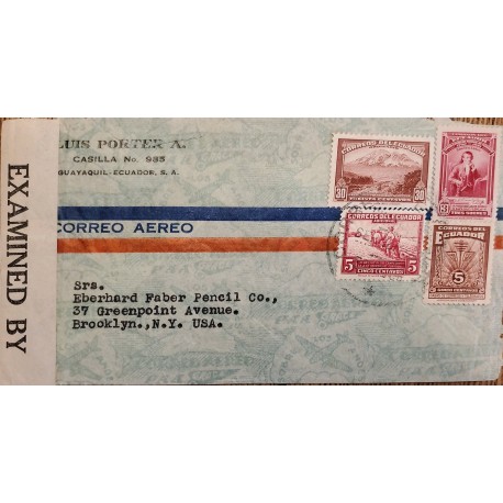 L) 1941 ECUADOR, DR FRANCISCO JAVIER EUGENIO DE SANTA CRUZ Y ESPEJO, 3 SUCRES, CHIMBORAZO ANDES, MOUNTAIN, SOCIAL SECURITY