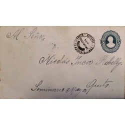 L) 1894 ECUADOR, 5 CENTAVOS BLUE, XF, POSTAL STATIONARY