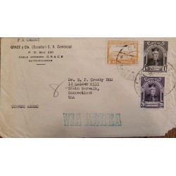L) 1947 ECUADOR, GOVERNMENT PALACE QUITO, 3 SUCRES, FATHER JUAN DE VELASCO AUTHOR OF THE HISTORY AND MAP OF THE KINGDOM
