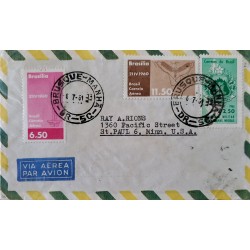A) 1961, BRAZIL, FROM BRUSQUE MANHA TO UNITED STATES, AERIAL, AIR MAIL STAMP