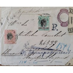 A) 1903, BRAZIL, FROM SAO PAULO TO GERMANY, POSTAL STATIONARY, REGISTERED, LIBERTY STAMP
