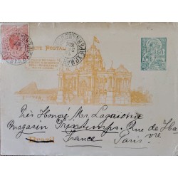 A) 1906, BRAZIL, POSTAL STATIONARY, FROM PERNAMBUCO, TO FRANCE-PARIS, LIBERTY STAMP