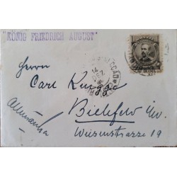 A) 1908, BRAZIL, FROM RIO DE JANEIRO TO GERMANY, KONIG FRIEDRICH AUGUSTUS, FLORIANO STAMP