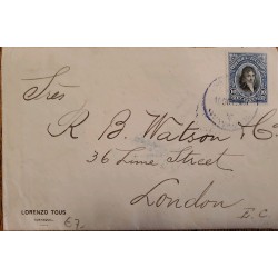 L) 1901 ECUADOR, MEJIA, BLUE, 10C, CIRCULATED COVER FROM ECUADOR TO LONDON
