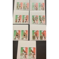 A) 1986, NICARAGUA, FOOTBALL, WORLD CUP, MEXICO, AIRMAIL, MNH
