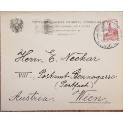 J) 1923 MEXICO, CUAUHTEMOC MONUMENT, AIRMAIL, CIRCULATED COVER, FROM MEXICO TO AUSTRIA