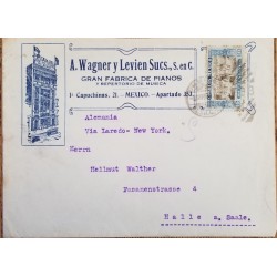 J) 1921 MEXICO, MEETING OF ITURBIDE AND GUERRERO, GREAT FACTORY OF PIANOS AND MUSIC REPERTOIRE, AIRMAIL