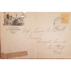 J) 1899 MEXICO, IMPERIAL EAGLE, BULL AND HORSE, CIRCULATED COVER, FROM MEXICO TO USA