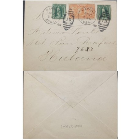 A) 1900, SPANISH ANTILLES, US OCCUPATION IN HAVANA, WITH SPACIAL DELIVERY, APRIL 25TH 1900, XF, INMEDIATE, PRISTINE