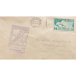 A) 1936, SPANISH ANTILLES, FREE ZONE OF THE PORT OF MATANZA, FDC, COMMUNICATIONS SECRETARY