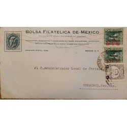J) 1866 MEXICO, EMPEROR MAXIMILIAN, LEONA VICARIO, MULTIPLE STAMPS, AIRMAIL, CIRCULATED COVER, FROM MEXICO TO VERACRUZ