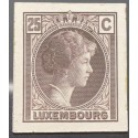 J) 1935 LUXEMBOURG, DIE PROOF, GRAND DUCHESS CHARLOTTE, 25 CENTS BROWN, MN