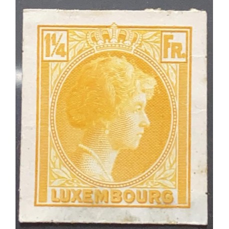 J) 1935 LUXEMBOURG, GRAND DUCHESS CHARLOTTE, 1 1/4 FR YELLOW, MN