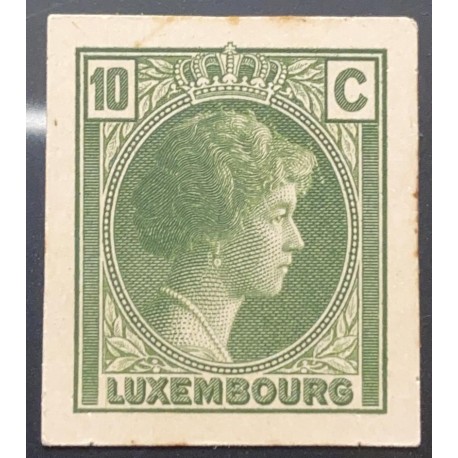 J) 1935 LUXEMBOURG, GRAND DUCHESS CHARLOTTE, 10 CENTS GREEN, MN