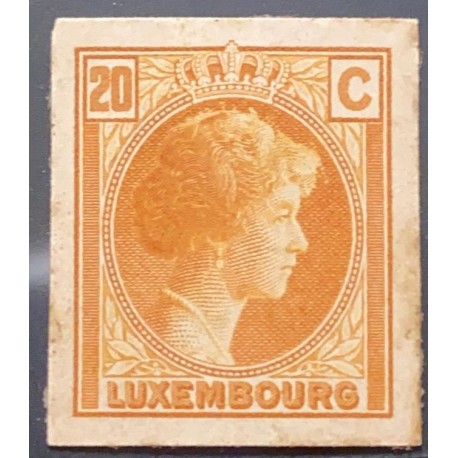 J) 1935 LUXEMBOURG, GRAND DUCHESS CHARLOTTE, 20 CENTS ORANGE, MN