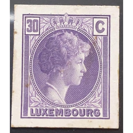 J) 1935 LUXEMBOURG, GRAND DUCHESS CHARLOTTE, 30 CENTS PURPLE, MN