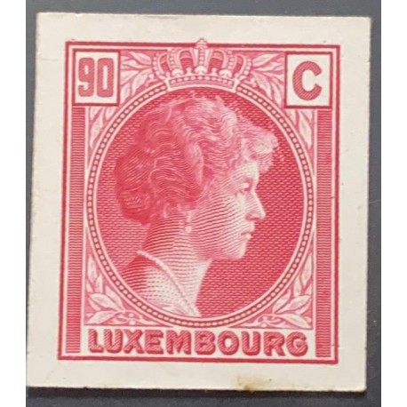 J) 1935 LUXEMBOURG, GRAND DUCHESS CHARLOTTE, 90 CENTS RED, MN