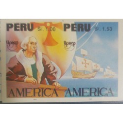 J) 1992 PERU, AMERICA UPAEP, BOAT, COLON, AMERICAN BANK NOTE, ABN, IMPERFORATED, XF