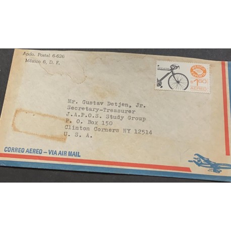 A) 1976, MEXICO, BICYCLE, FROM MEXICO TO NEW YORK, USED, AIRMAIL