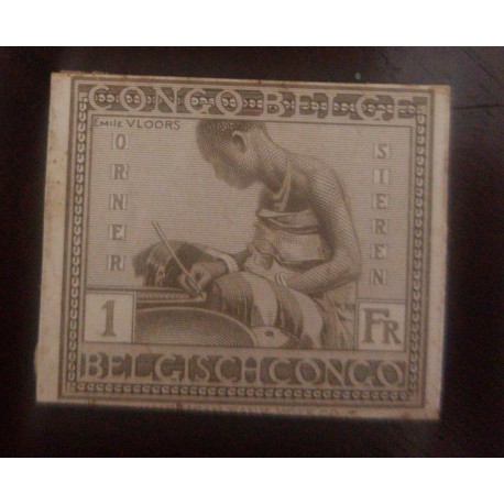 A) 1923, BELGIAN CONGO, LOCAL ASPECTS, DIE PROOF, 1F, FINE, BROWN, AMERICAN BANKNOTE, VLOORS