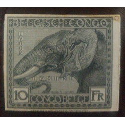 A) 1923, BELGIAN CONGO, ELEPHANTS, DIE PROOF, 10F, FINE, GRAY BLACK, AMERICAN BANK NOTE