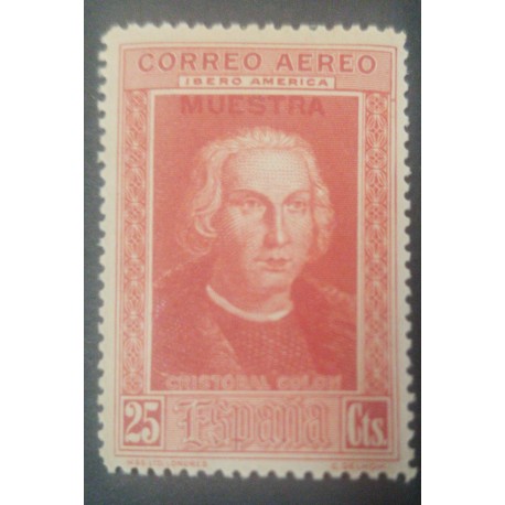 A) 1930, SPAIN, CHRISTOPHER COLUMBUS, SPECIMEN, MNH, 25CTS, OVERPRINT, RED, AIRMAIL