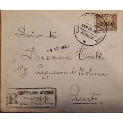 L) 1927 ECUADOR, POST HOUSE, 20C, BROWN, OVERPRINT POSTAL, CIRCULATED COVER IN ECUADOR