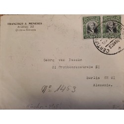 L) 1929 ECUADOR, JERONIMO CARRION, GREEN, 20C, CIRCULATED COVER FROM ECUADOR TO GERMANY