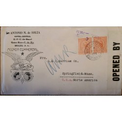 A) 1918, BRAZIL, COMMERCIAL AGENCY, FROM MINAS GERAIS TO SPRINGFIELD-UNITED STATES, REGISTERED, LIBERTY STAMP