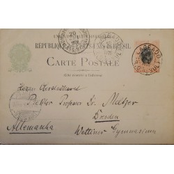 A) 1908, BRAZIL, POSTAL STATIONARY, FROM RIO GRANDE TO DRESDEN-GERMANY, LIBERTY STAMP