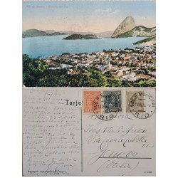 A) 1920, BRAZIL, POSTCARD, FROM RIO DE JANEIRO TO ITALY, LIBERTY AND ALVARES CABRAL STAMPS