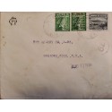 L) 1930 ECUADOR, GREEN, 2 CENTAVOS, OVERTPRINT PEASANT SOCIAL SECURITY, MOUNTAIN, ANDES, VOLCANO, 10C, AIRMAIL