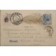 A) 1898, BRAZIL, POSTAL STATIONARY, FROM SANTOS TO TRIESTE ITALY, BREAD OF SUGAR AND LIBERTY STAMPS