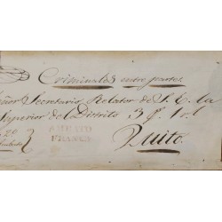 L) 1850 ECUADOR, PRESTAMPS, PREPHILATELIC, SEAL AMBATO FRANCA, CIRCULATED COVER IN ECUADOR