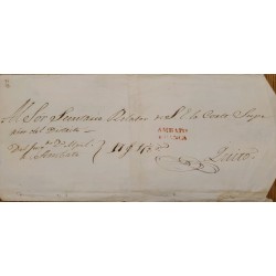 L) 1850 CIRCA ECUADOR, QUITO, PRESTAMPS, PREPHILATELIC, AMBATO FRANCA SEAL RED, XF