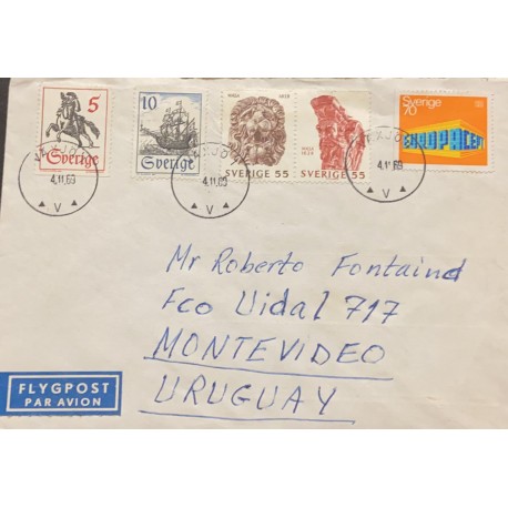 A) 1969, SWEDEN, HORSES, FROM VAXJO TO MONTEVIDEO URUGAY, FLYGPOST, XF