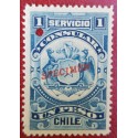 A) 1909, CHILE, CONSULAR REVENUE STAMP SPECIMEN, AMERICAN BANK NOTE, BLUE, 1P