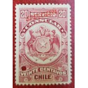 A) 1909, CHILE, CONSULAR REVENUE STAMP SPECIMEN, AMERICAN BANK NOTE, RED, 20C