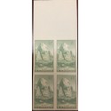 A) 1934, UNITED STATES, NATIONAL PARKS, IMPERFORATE BLOCK OF 4, GREEN, ZION