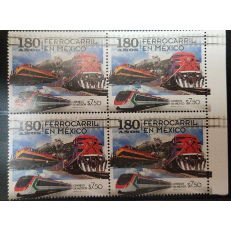 A) 2017, MEXICO, TRAINS, MNH, RAILWAY TRANSPORT, BLOCK OF 4
