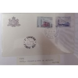 A) 1979, SAN MARINO, CARS, FDC, BUS AND MAIL CAR, ISSUE EUROPA