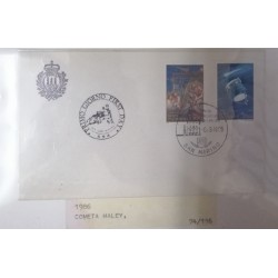 A) 1986, SAN MARINO, HALLEY COMET, FDC, ASTRONOMY AND SPACE